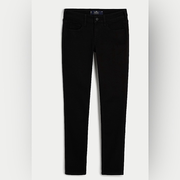 New! Hollister Skinny Zipper Low-Rise Black Super Skinny Jeans size 6S/7S/28W - Picture 1 of 4